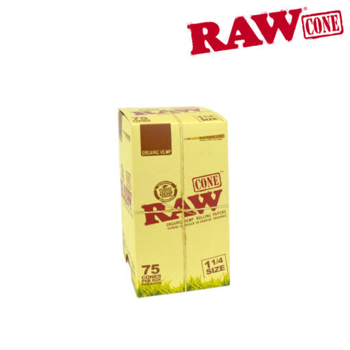 Raw Organic Natural Unrefined Pre-Rolled Cones 1 1/4 size - Box of 75
