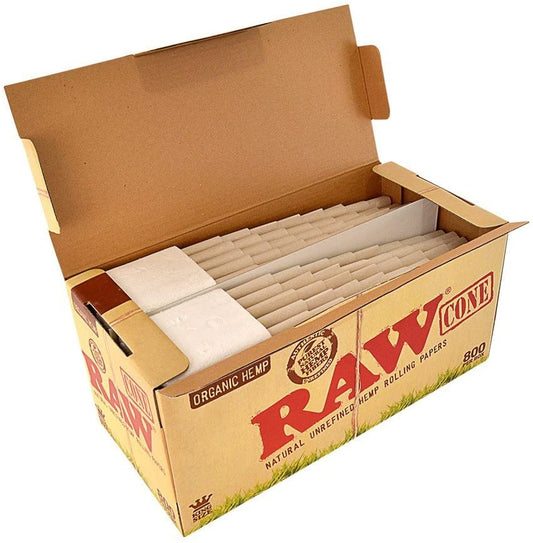 RAW ORGANIC NATURAL UNREFINED HEMP PRE-ROLLED CONES KINGSIZE - 800 PACK