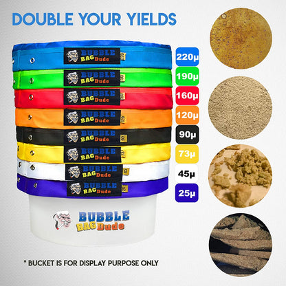 BUBBLEBAGDUDE Bubble Bags Machine 5 Gallon 8 Bag Set - 5 Gallon 110 Volts Mini Washer Herbal Ice Essence Extraction Kit with 5 Gallon Zipper Bag & 10x10” (25 Micron) Pressing Screen & Storage Bag