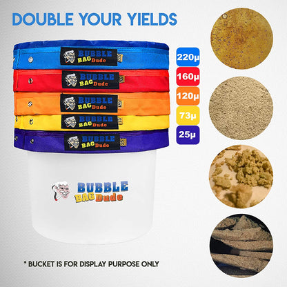 BUBBLEBAGDUDE Bubble Bags Machine 5 Gallon 5 Bag Set - 5 Gallon 110 Volts Mini Washer Herbal Ice Essence Extraction Kit with 5 Gallon Zipper Bag & 10 x 10” (25 micron) Pressing Screen & Storage Bag