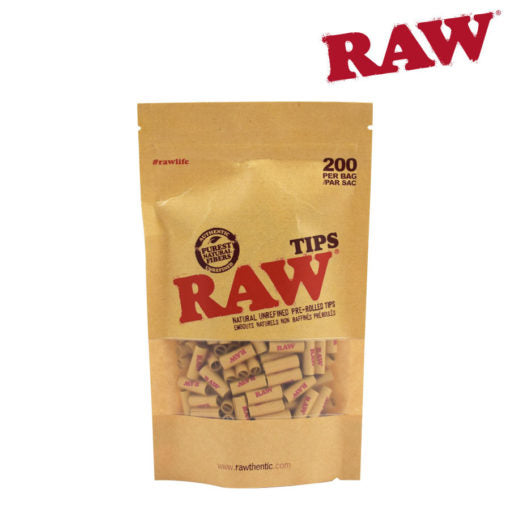 RAW TIPS – PRE-ROLLED UNBLEACHED - 200 BAG