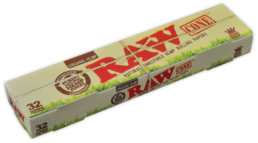 RAW Organic Hemp Pre Rolled Kingsize Cones - 32 Pack